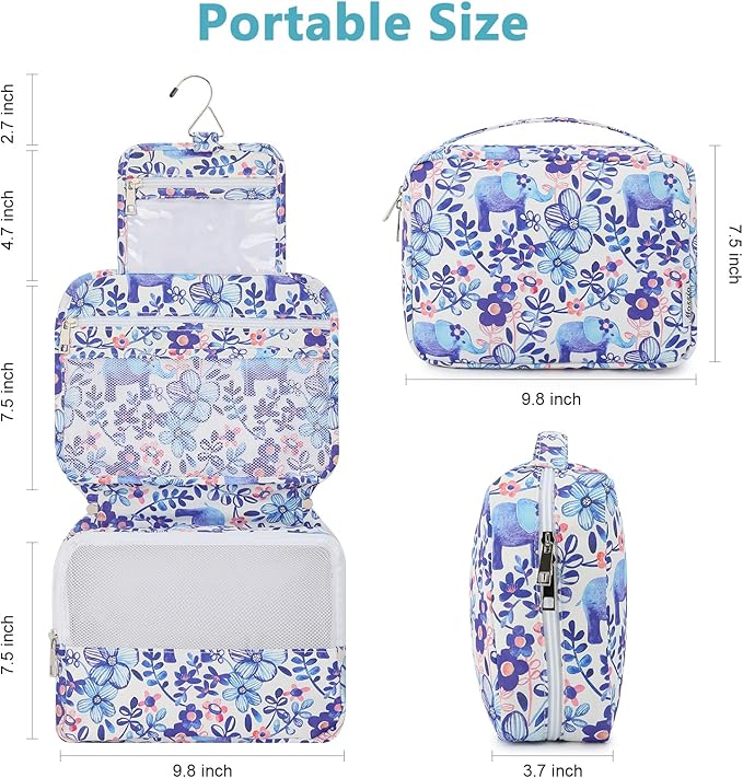 Mossio Hanging Toiletry Bag with Sturdy Hook - Large Portable Cosmetic Makeup Travel Organizer for Men & Women
