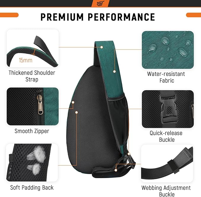 SKYSPER Sling Bag RFID Crossbody Sling Backpack Cross Body Shoulder Travel Bag Hiking Daypack for Women Men(Darkgreen)