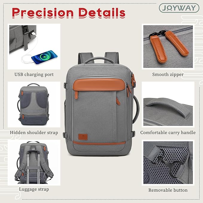 Joyway Expandable Carry on Luggage Sets Airline Approved, Lightweight Hard Shell 20 Inch Carry-on Suitcase with Spinner Wheels, Grey