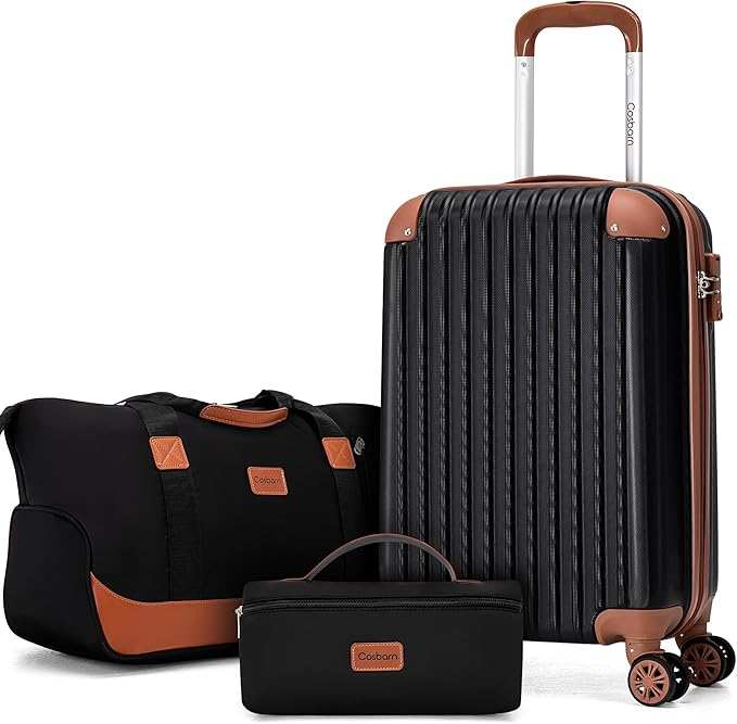 Carry On Luggage Sets 3 Piece, 20 Inch Luggage 22x14x9 Airline Approved with Wheels and TSA Lock, ABS Lightweight Hardshell Travel Suitcase Set with Duffel Bag Travel Bag for Men Women