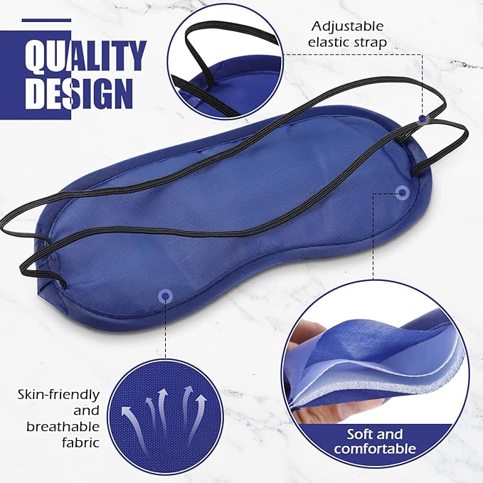 Tarpop 200 Pcs Eye Mask Sleeping Blindfold Eye Cover with Adjustable Strap for Games Party Team Building Travel Individually Wrapped Sleep Mask for Women Men (Blue)