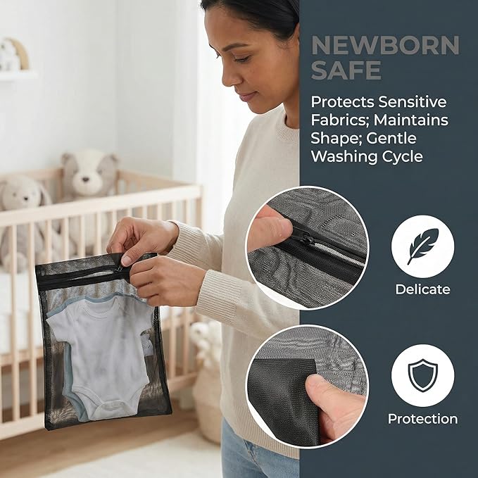 4pcs Mesh Laundry Bags Zipper Heavy Duty Washing Machine Bags Clothing Sweater Undergarment Travel Storage Organizer