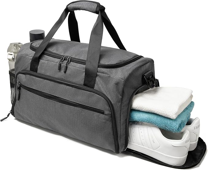 Gym Bag for Men Women, Sports Duffle Bags with Wet Pocket & Shoes Compartment, Water Resistant Overnight Duffel Bag