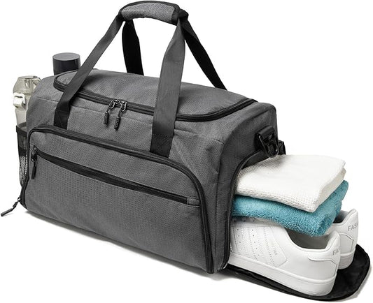 Gym Bag for Men Women, Sports Duffle Bags with Wet Pocket & Shoes Compartment, Water Resistant Overnight Duffel Bag