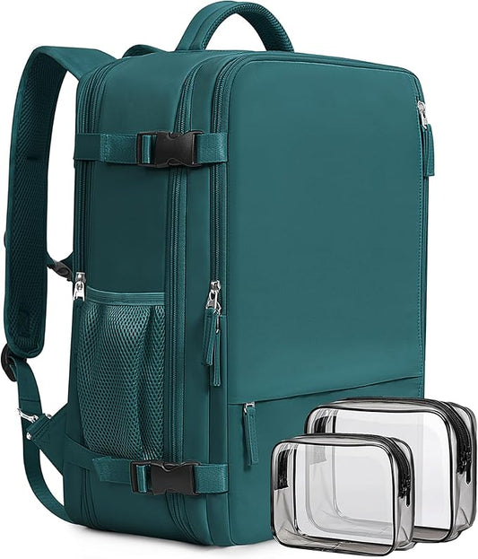 Beraliy Travel Backpack for Women as Personal Item Travel Bag Flight Approved, Carry On Backpack, 17.3 Inch Laptop Backpack, Travel Bag, Waterproof Hiking Backpack, Peacock Blue