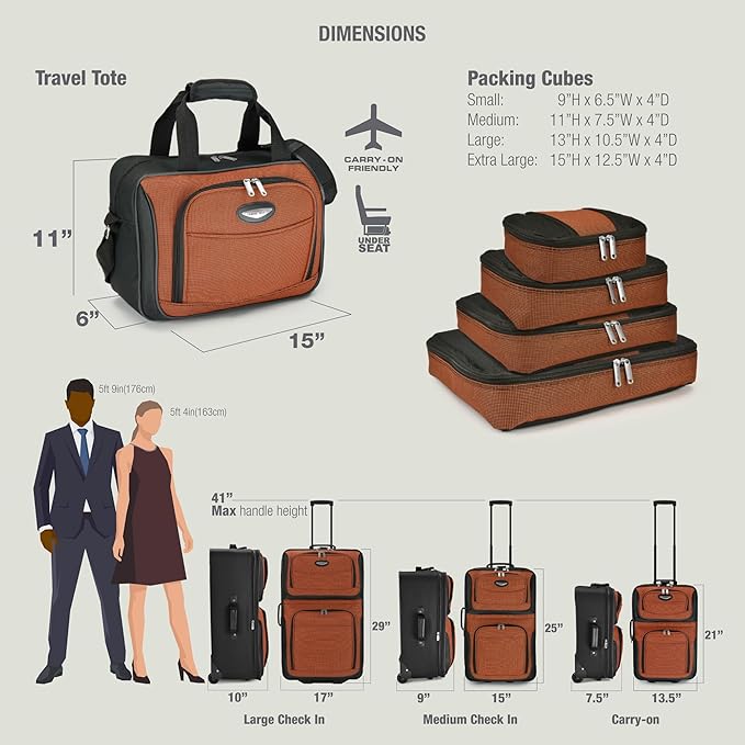 Travel Select Amsterdam Softside Expandable Luggage with Rolling Wheels, Gray, 8-Piece Set (15/21/25/29) with Packing Cubes