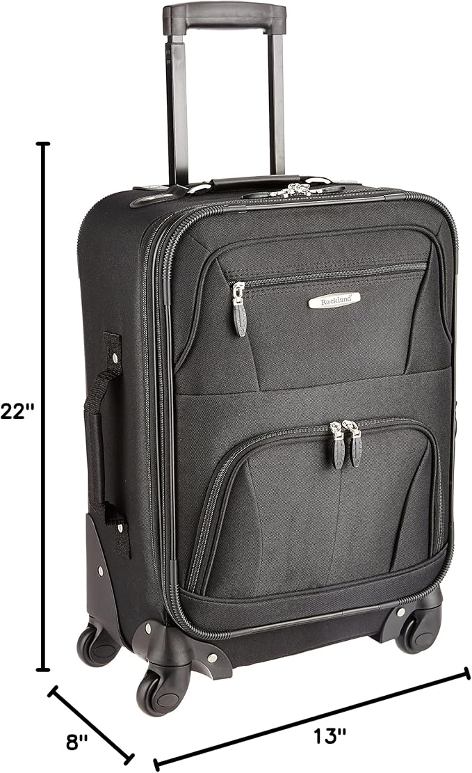 Rockland Expandable Spinner Carry On, Black, 19-Inch