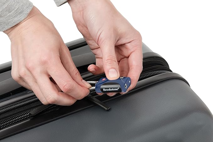 Brookstone Cable Lock - 2 Pack TSA-Approved 3-Digit Keyless Luggage Travel Lock - Resettable Combination Wire Padlock, Blue