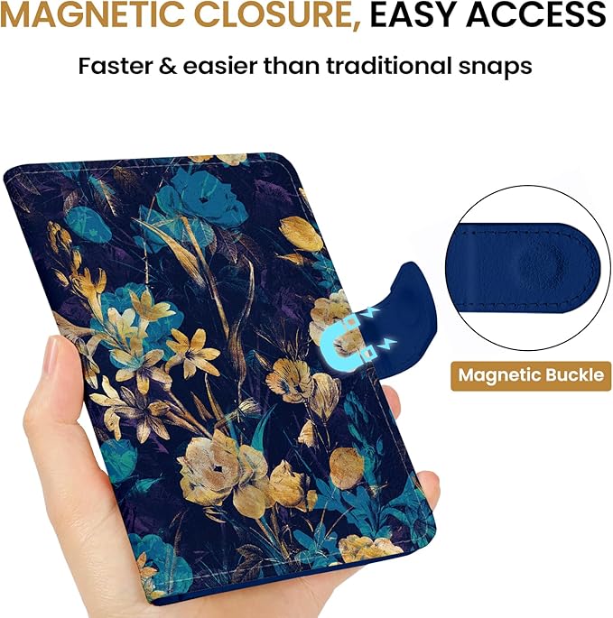 Passport Holder for Travel Essentials, RFID Blocking Leather Cover Wallet with Magnetic Closure, Aesthetic & Cute Passport Book Case for Women and Men - Grace