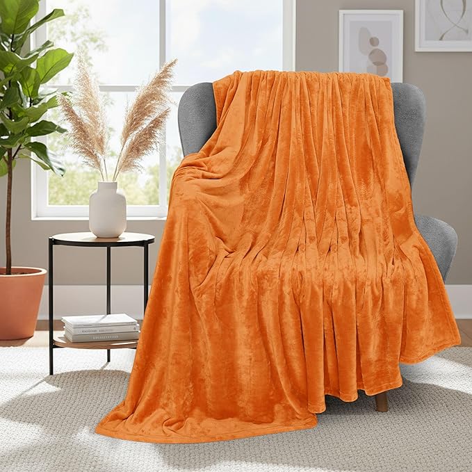 Utopia Bedding Fleece Blanket Throw Size Burnt Orange 300GSM Luxury Anti-Static Fuzzy Soft Microfiber Blanket for Couch, Sofa and Bed (50x60 Inch)