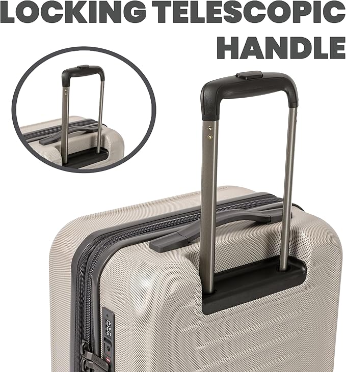 Spyder Rails Expandable Hardside Upright Suitcase with 360° Spinner Wheels, TSA Approved Lock (Oatmeal, Large Checked)