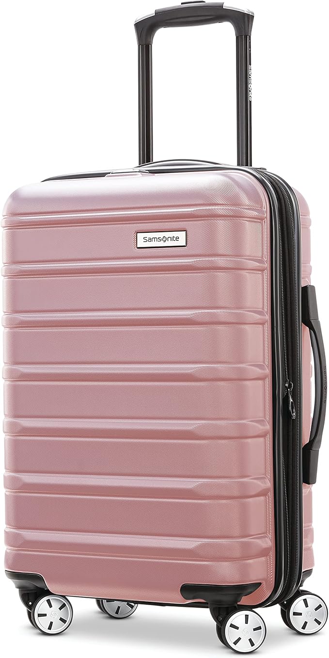 Samsonite Omni 2 International Carry-On Luggage with 360° Spinner Wheels - Scratch Resistant Hardshell - TSA, Airline-Approved - Expandable Polycarbonate Shell for Lightweight Travel - Rose Gold