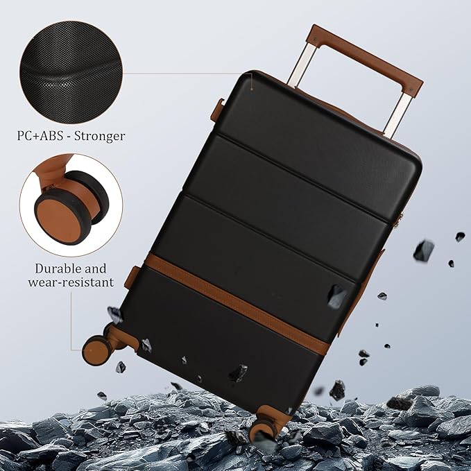 Luggage Sets, 2 Piece Suitcase set with wheels Tsa Lock 20/24 inchi Hardshell Waterproof Travel Suitcases luggage for Women/Men/Family（Black