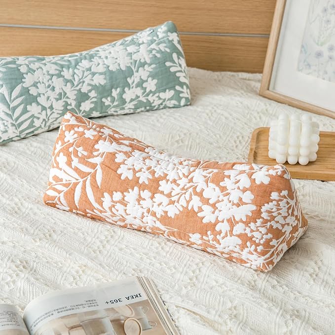 Buckwheat Neck Support Pillow Cervical Neck Cylinder Bolster Pillow,Buckwheat Hulls Adjustable Roll Pillow,Neck Pain Relief for Back and Side Sleepers Round Pillows for Lunch Break Orange, 6*15 inch