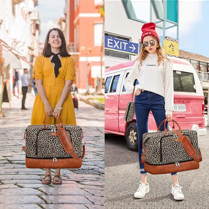 Travel Weekender Bag for Women, 21" Overnight Bag with Shoe Compartment 50L Large Travel Duffel Bag Carry On Tote for Weekend, Overnight, Business Trips, Water Resistant