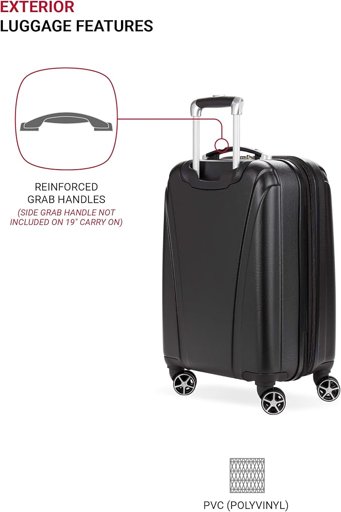 SwissGear 7585 Hardside Expandable Luggage with Spinner Wheels, Black, Carry-On 19-Inch