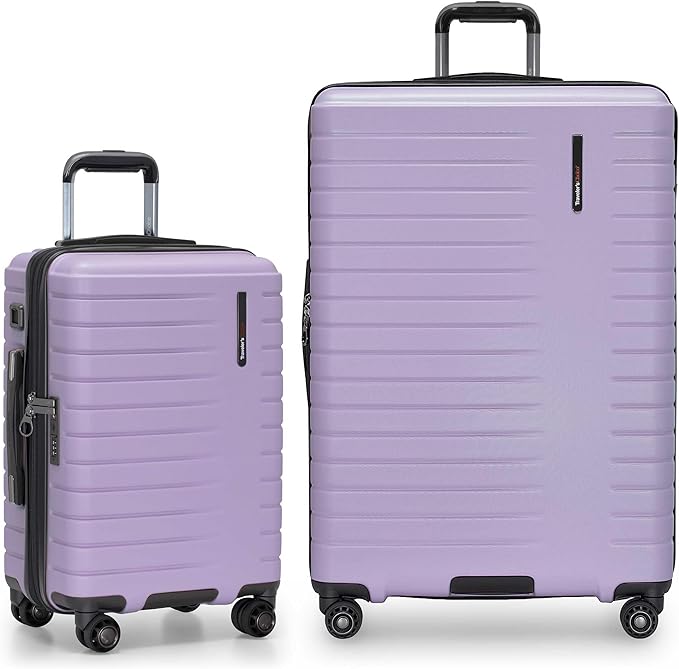 Traveler's Choice Archer Polycarbonate Hardside Spinner Luggage Set, Tie Down Straps, Light Purple, 2-Piece