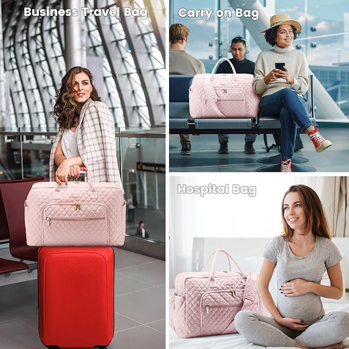 LOVEVOOK Travel Duffle Bag - Women's Weekender Carry On Overnight Laptop & Gym Bag With Toiletry/Shoe Pocket, Hospital Labor Bag