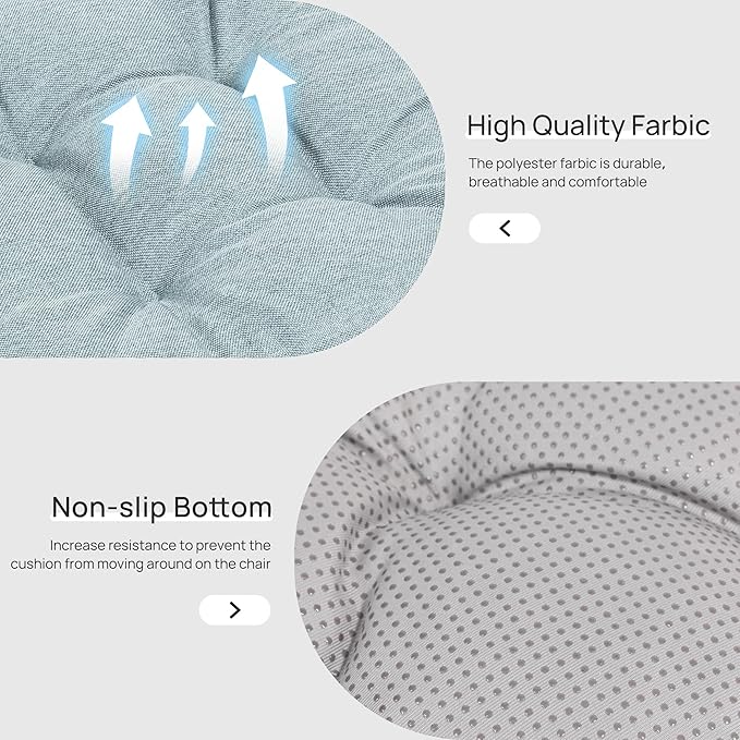 Love's cabin Memory Foam Chair Cushions Set of 4, 19"x19"x3.5" Indoor & Outdoor Seat Pads for Dining, Kitchen, Office, Patio Chairs - Light Blue