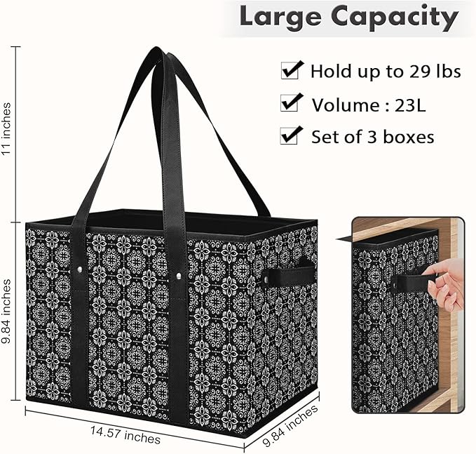 WISELIFE Reusable Grocery Bags 8 Pack,Large Grocery Tote Bag Water Resistant Shopping Bags Foldable Grocery Bag for Clothes,Shoes and Picnic,Black