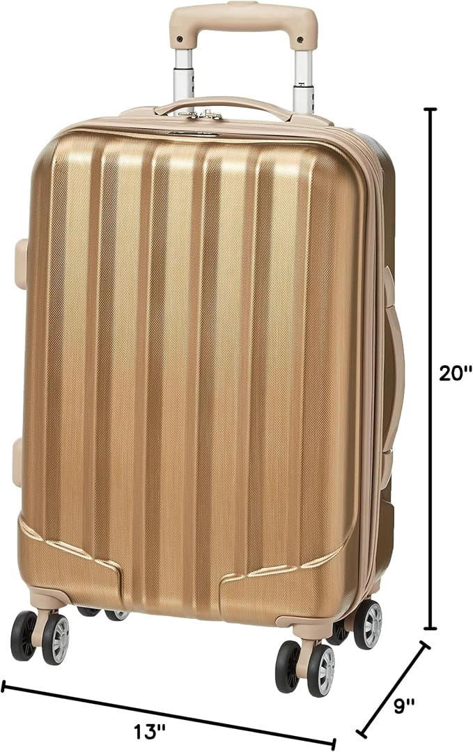 Rockland Melbourne Hardside Expandable Spinner Wheel Luggage, Bronze, Carry-On 20-Inch
