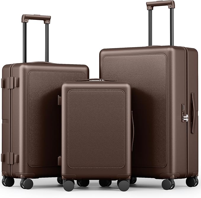 Joyway Luggage Sets 3 Piece with Spinner Wheels, Carry On Luggage 20In with ABS+PC Hardshell, Lightweight Suitcase Set with TSA Lock and Pressure-resistant Frame, 20/24/28 Inch, Coffee