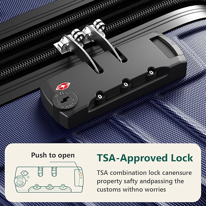 Luggage Sets 3 Piece, ABS Hardside Suitcase Set (20/24/28) with Spinner Wheels, TSA Security Lock, Airline-Approved Carry-On & Lightweight Large Checked Luggage for Business, Travel, Family Vacations