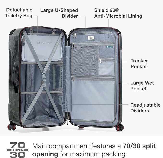 Traveler's Choice Maxporter II Polycarbonate Hardside Trunk with Spinner Wheels, Gray Camo, 31-Inch Large Trunk