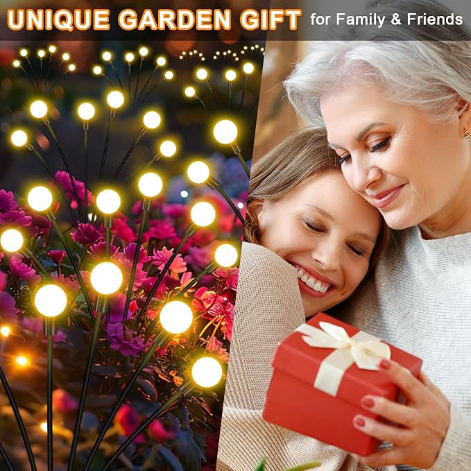 NBQQ Solar Lights Outdoor 6 Pack of 48 LEDs Swaying Firefly Garden Decor | Waterproof Solar Garden Lights for Yard Pathway Patio, Swaying Lawn Decor as Gardening Gifts for Women,Christmas Decor