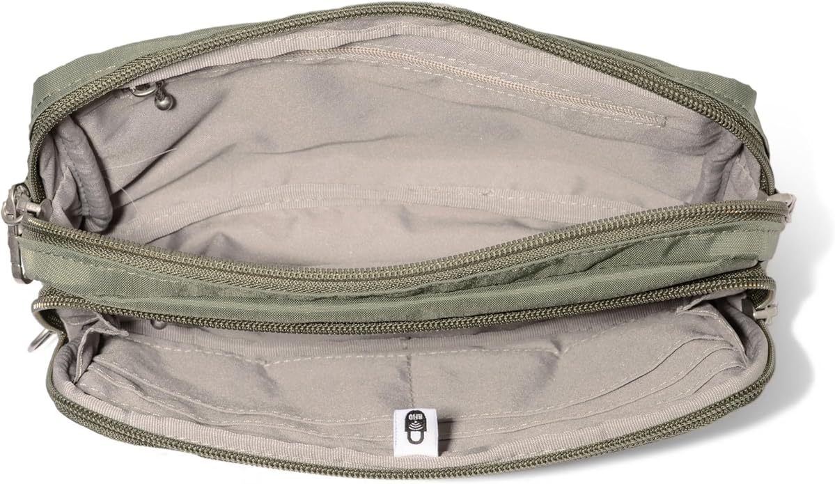 Baggallini Securtex Anti-theft Belt Bag 8.8"x5.5" Crossbody Fanny Pack for Women RFID Wallet Locking Zipper Travel Purse