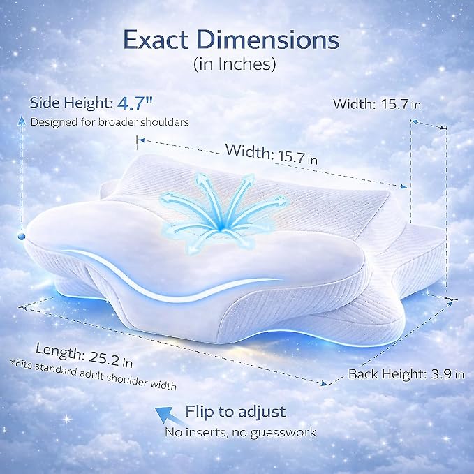 Cervical Neck Pillow - Memory Foam Pillow for Pain Relief Sleeping, Ergonomic Neck Support Contour Pillows for Side Back Stomach Sleepers,Orthopedic Breathable Pillowcase (Ivory)