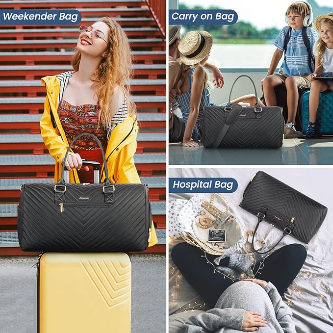 LOVEVOOK Travel Duffle Bag, Weekender Bag for Women with Toiletry Bag, Carry on Overnight Bag with Shoe Compartment, Gym Duffel Bag with Wet Pocket, Mommy Hospital Bags for Labor and Delivery