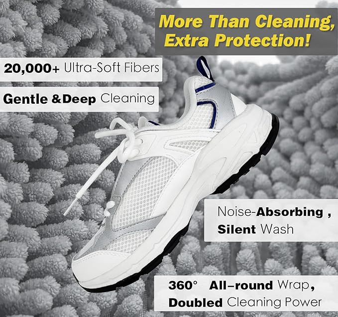 Shoe Washing Machine Bag,Laundry Shoe Bag for Washer and Dryer,Reusable Shoe Cleaning Bag for Sneakers,Tennis Shoes,With Self-locking Zipper, Microfiber Inside,Include Shoe Bag (Pro Grey - 1 Pack)