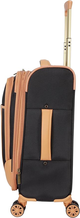 Dockers Seahorse Softside Expandable 8-Wheel Spinner Travel Carry On Luggage, 20-Inch, Black