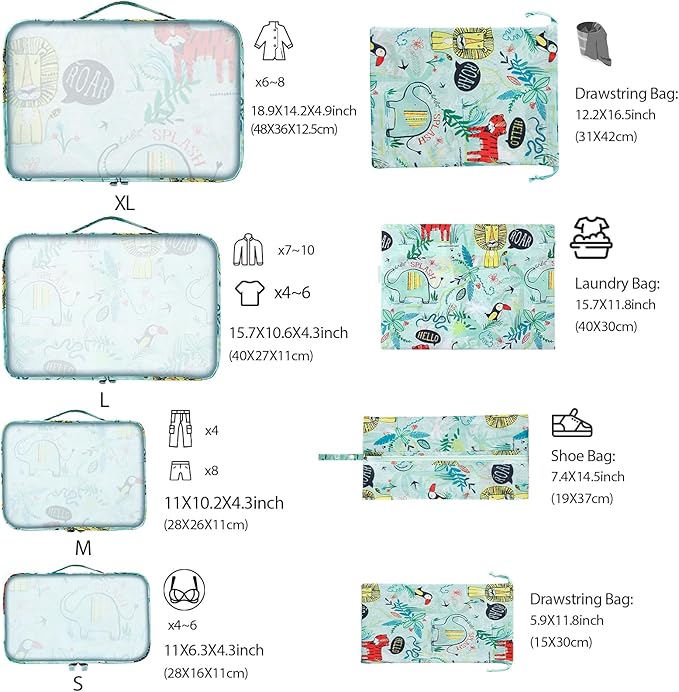 Packing Cubes for Travel, 8 Pieces Luggage Packing Organizers for Suitcase, Kid Packing Cubes, Travel Essentials for Girls and Women