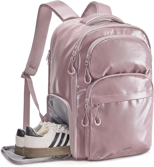 BAGSMART 30L Travel Backpack, 15.6 Inch Carry On Backpack Flight Approved, Water Resistant Weekender Bag Daypack, Rose Purple