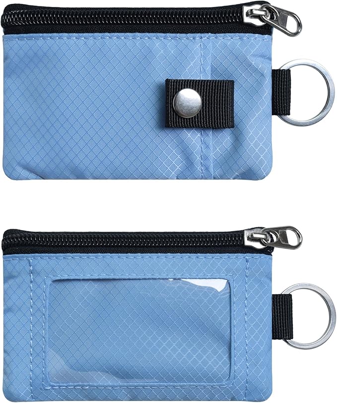 CHENSPRX Minimalist RFID Blocking Small Wallet with ID Window,WaterResistant Zip Id Case Wallet with Lanyard Keychain for Cards,Cash,Travel,Women,Men