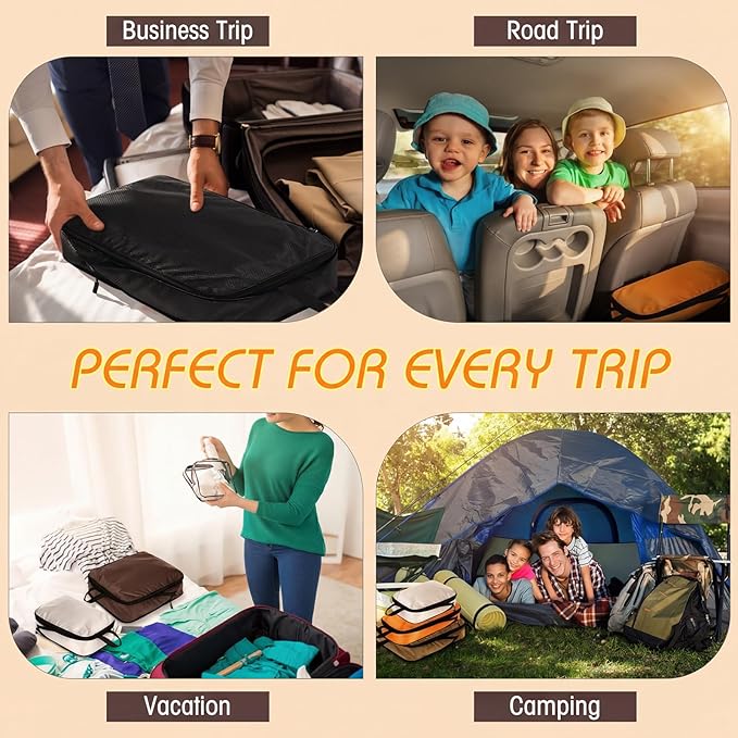 5 Pack Compression Packing Cubes for Travel Space Saving Cubes Luggage Organizer for Suitcase(Apricot,Mixed)