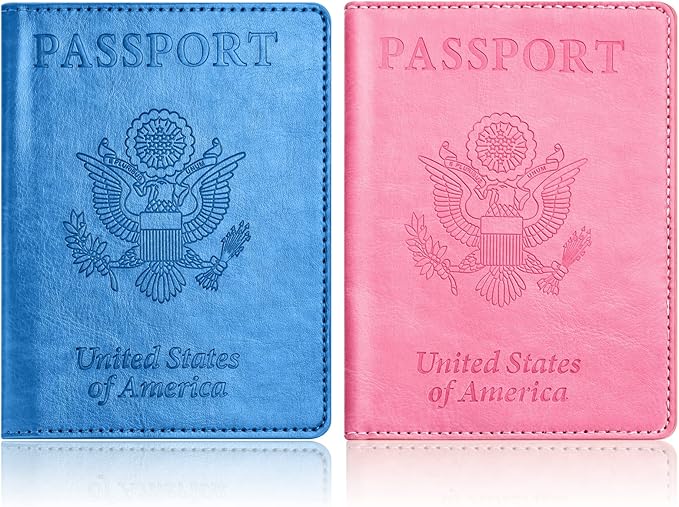 Eoehro Passport Holder for Travel Essentials-2Pack, Passport Wallet Cover Case for Travel Must Haves Accessories,Passport Book Holders for Women and Men