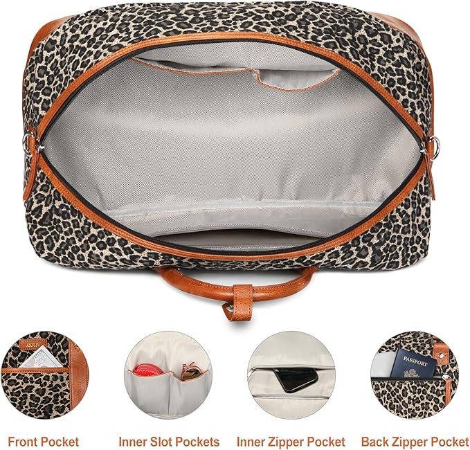 Weekender Bag for Women, Large Overnight Bag Canvas Travel Duffel Bag Carry On Tote with Shoe Compartment 21" 3Pcs Set