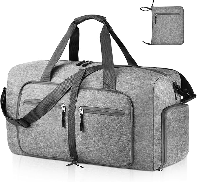 Dimayar 85L Travel Duffle Bag for Men Women - Foldable Duffel Bag with Shoes Compartment - Overnight Bags Waterproof & Tear Resistant(Gray)