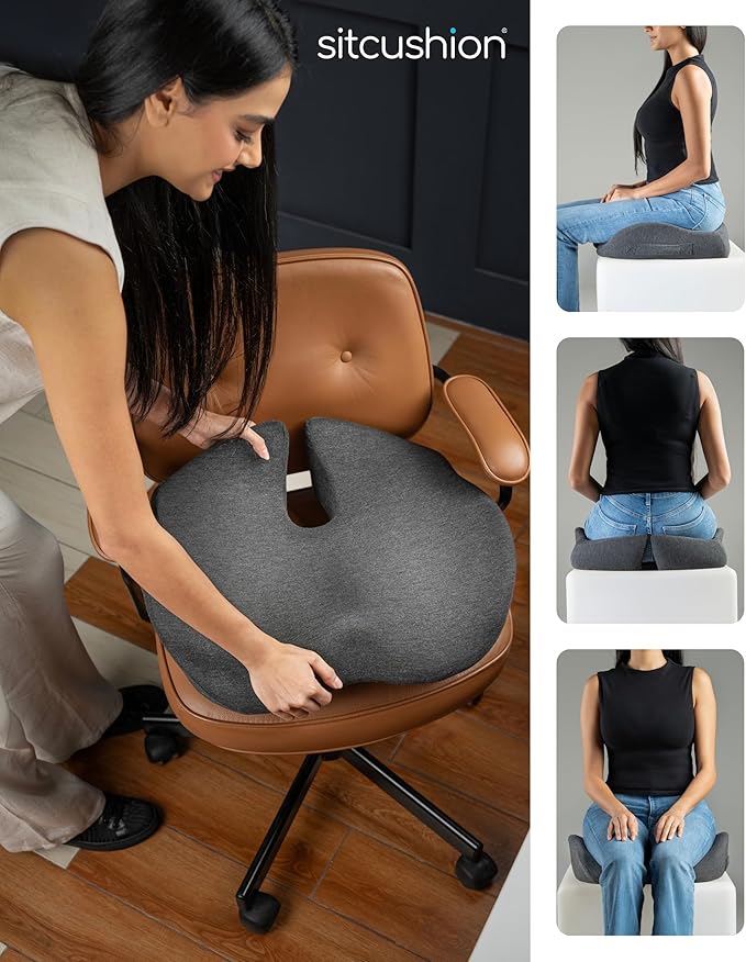 Orthopedic Coccyx Cushion for Tailbone Pain Relief, Sciatica and Back Pain - XL Memory Foam Seat Cushions for Office Chairs, Car, Gaming - Ergonomic Cushion with Removable Spare Cover (Green)