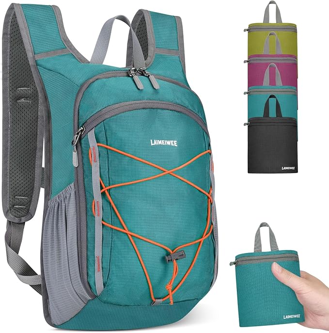 13L Small Hiking Backpack for Women Men, Lightweight Foldable Day pack, Packable Daypack for Travel, Camping (Teal)