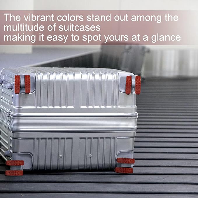 (8 Pack) Silicone Luggage Wheel Covers for 8-Spinner Wheel Suitcases, Mute & Shock Absorption Protector, Wear-Resistant & Noise-Reducing, Perfect for Travel (Deep Red)