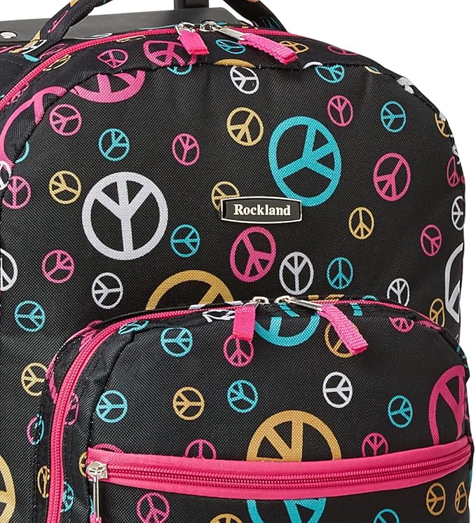 Rockland Double Handle Rolling Backpack, Peace, 17"