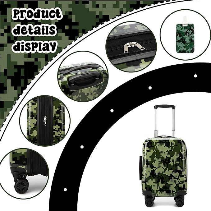 Kid's Luggage Set 5 Piece Suitcase Set 16" Hardside Luggage with Spinner Wheels Girls Carry on Toddler Travel Rolling Suitcase with Neck Pillow Airline Approved