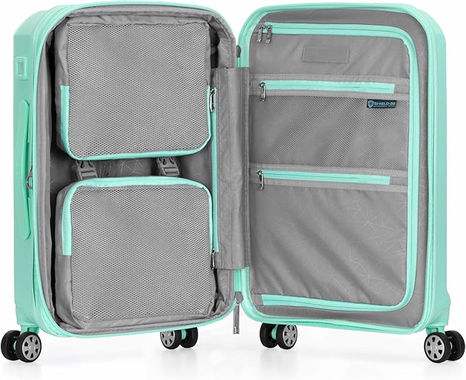 Traveler's Choice Pagosa Hardshell Expandable Luggage with Spinner Wheels, Mint, 22-Inch Carry-on