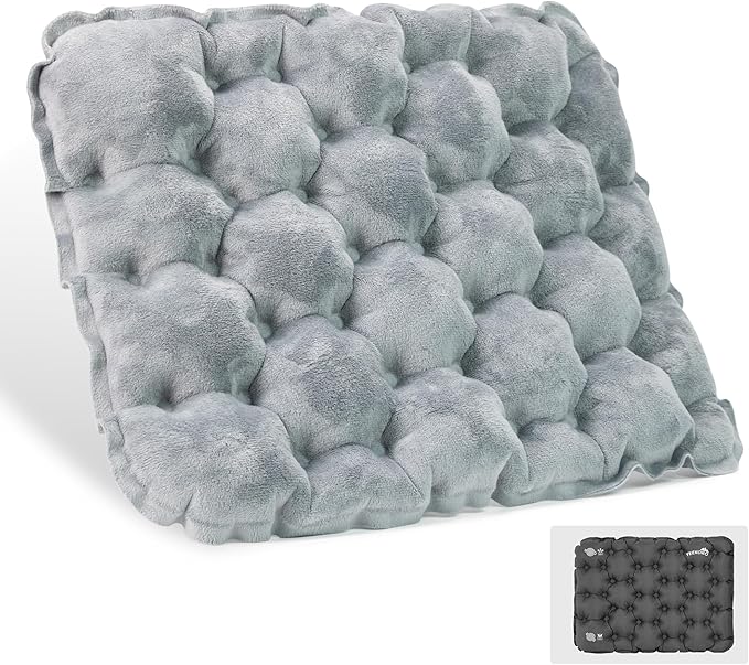 Inflatable Seat Cushion, Lightweight Camping Air Sitting Pad with Repair Cloths, Waterproof Air Cushion, Portable Air Seat Cushion for Climbing Hiking Office Airplane Car Stadium Seat