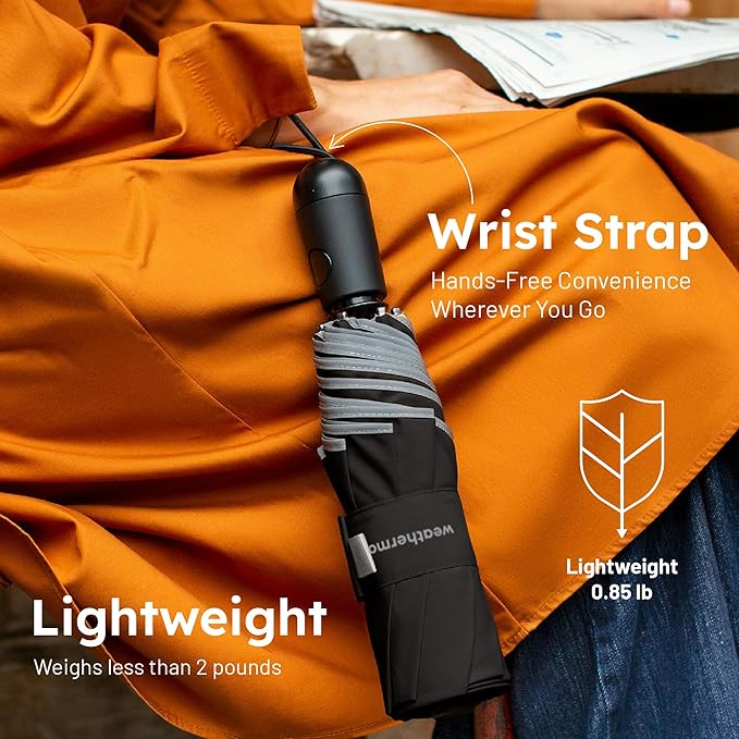 Weatherman Umbrella - Premium Small Compact Mini Umbrellas for Traveling - Windproof Umbrellaas Resists Up to 45 MPH Winds - Traveling Umbrellasa for Rain, Wind, Purse, Pocket, Backpack, Car - Portable Travel Umbrellas Easy Auto Open Close w/ Strong Fi...