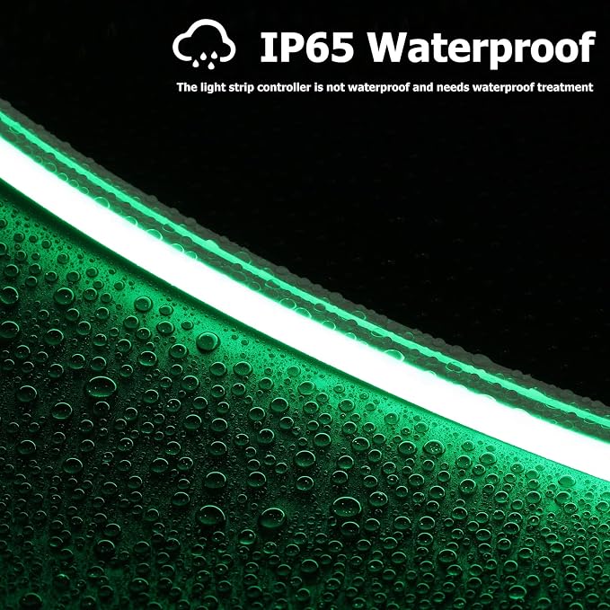 Neon Rope Lights, 16.4ft Waterproof, Dimmable and Adapter, Green | Flexible Smart Led Strip Lights for Bedroom, Super Bright, DIY Neon Sign, Indoors Outdoors Decor